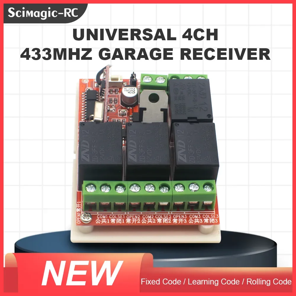 Récepteur universel de télécommande de porte de garage 433.92MHz 1CH AC/DC 7-32V 85-250V 4CH DC12V-24V citations de commutateur de code roulant