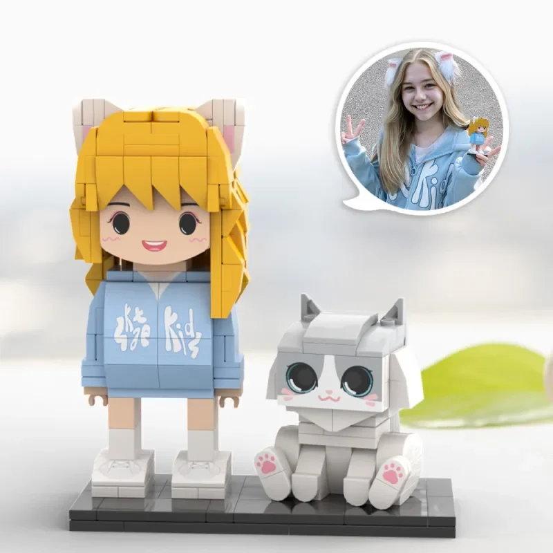 

Granules Photo Persaonalized Cute My Custom Brickfigures with Cat Full Body Customizable Cute Small Particle Building Blocks Toy