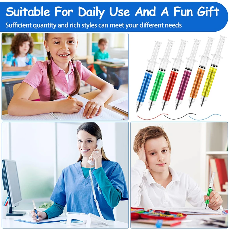 72pcs Novelty Liquid Syringe Black Blue Ink Ball Pens Ballpoint Pen Wholesale