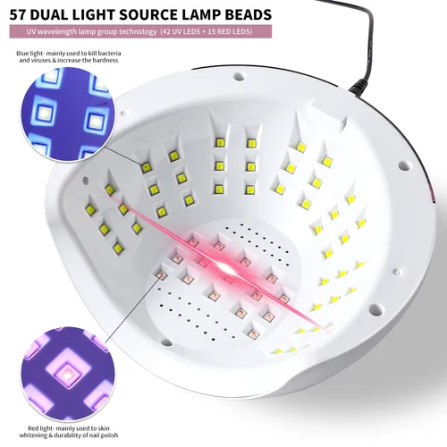 Imagen 2 del producto Lámpara de secado de uñas LED UV S9 268W, luz secadora de uñas UV profesional para uñas de Gel, 57 cuentas, lámpara de esmalte de Gel UV de curado rápido