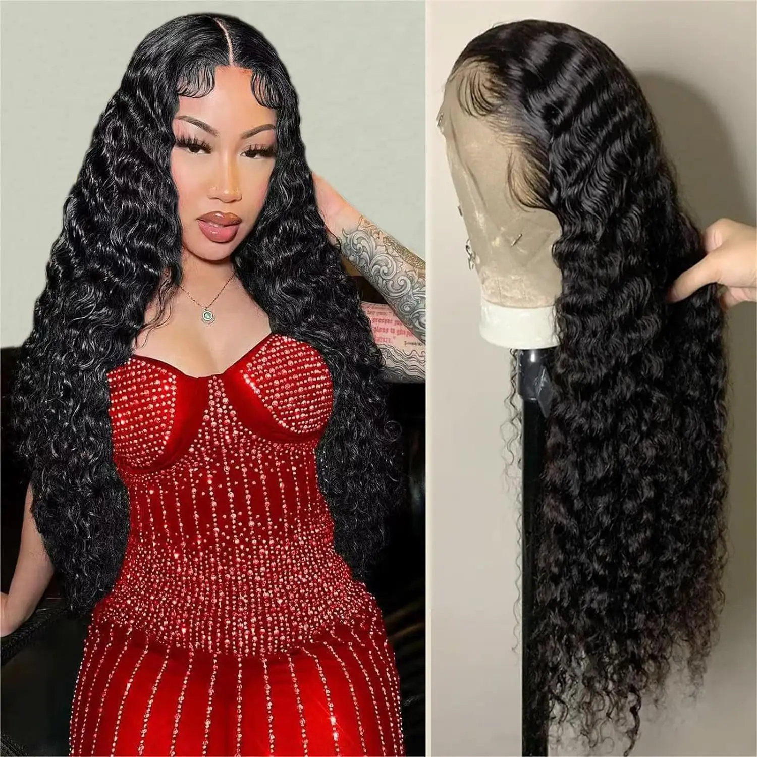 30 Inch Deep Wave Frontal Wig Transparent 13x4 13x6 HD Lace Frontal Human Hair Wigs Curly Human Hair Lace Frontal Wigs For Women