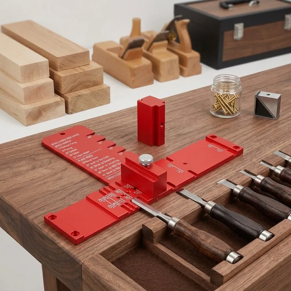 Woodworking Chisel Honing Guide for Aluminum Alloy Sharpening Tool with Angle Lock and Adjustable Positioning Block