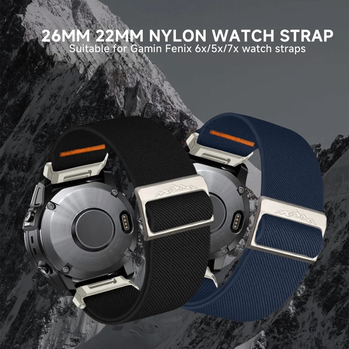 26/22mm Elastic Nylon Loop Strap For Garmin Fenix 8 E 5 5X 6X 6 7 7X Pro/TACTIX/Mk2 Mk2i G1/Enduro 2 3 Sport Bracelet Watchband