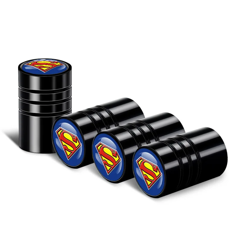 4Pcs DC Comics Batman Car Tire Valve Stems Cap Knurling Style Aluminum Tire Waterproof Valve Cap car Universal accessories gifts