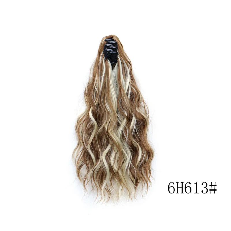 Women's wig with water waves, small claw clip, high ponytail, short curly hair, cloud perm - view 5