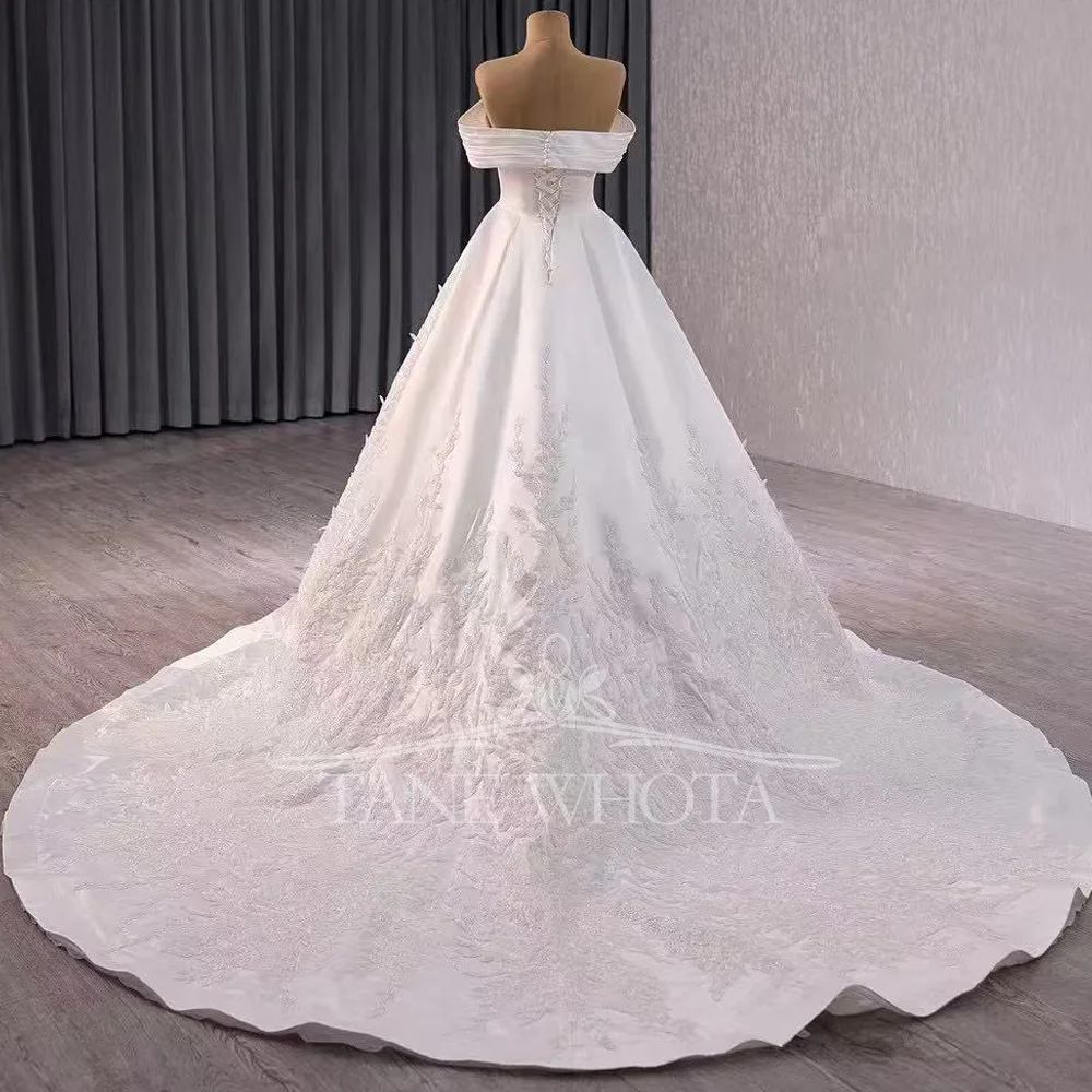 Bridal Dresses Wedding 2025 Strapless Lace Up Back Embroidery Luxury Wedding Dress Customized