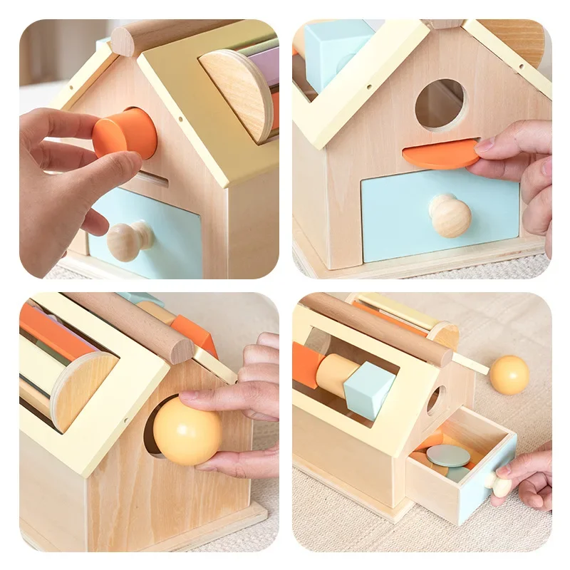 Montessori Child Wooden Shape House Toys Exercise Hand-eye Coordination Color Shape Cognition Early Education Toys Baby Gift