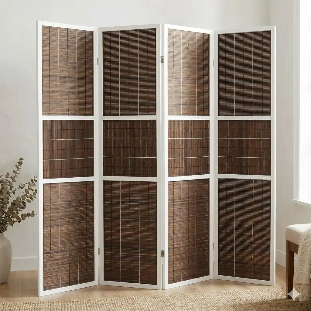 

4 Panel 6ft Tall Modern Style Standing Wall Partition Room Divider Panel Indoor Separation, Folding Privacy Screens, Liv