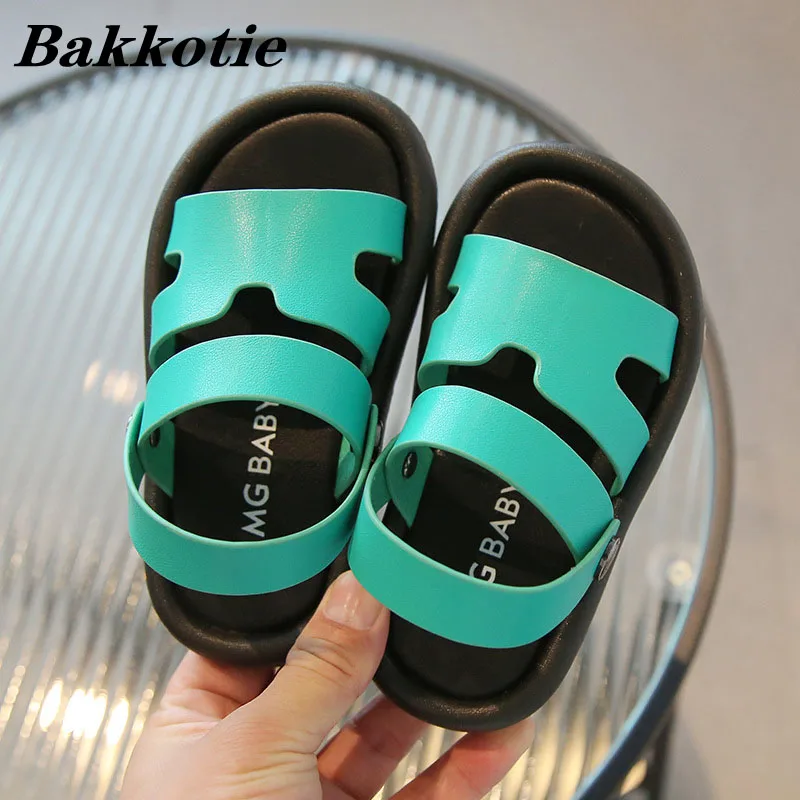 Boys Beach Sandals 2023 Summer Baby Girls Flats Fashion Party Dress Shoes Toddler Kids Shoes Brand Outdoor Black Slide Soft Sole