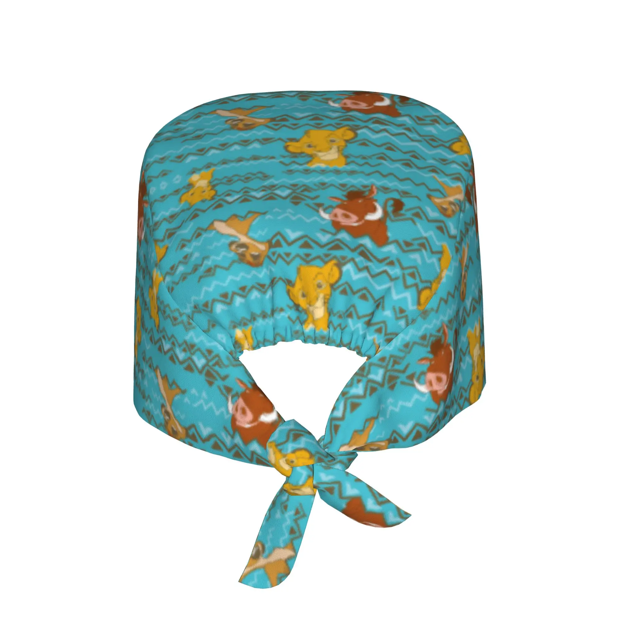 Liones Anime Kinges Breathable Scrub Hat Surgical Scrub Caps Unisex Nurse Medical Cap Pumbaa Simba Manga Work Scrubs Hat