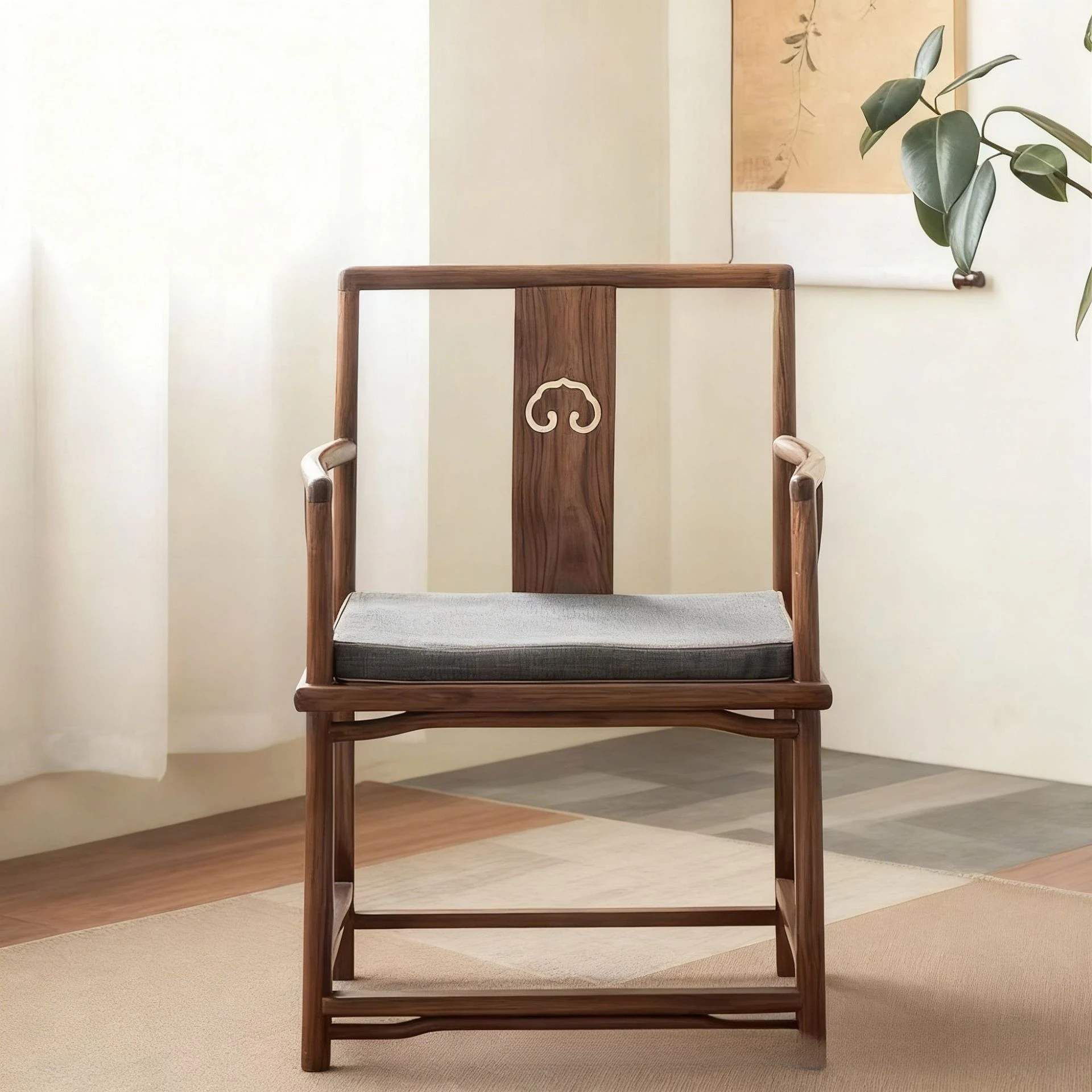 

Кресло из цельного дерева старого вяза, новое китайское антикварное официальное кресло-шляпа, кресло со спинкой для дзен-чайного офиса и дома