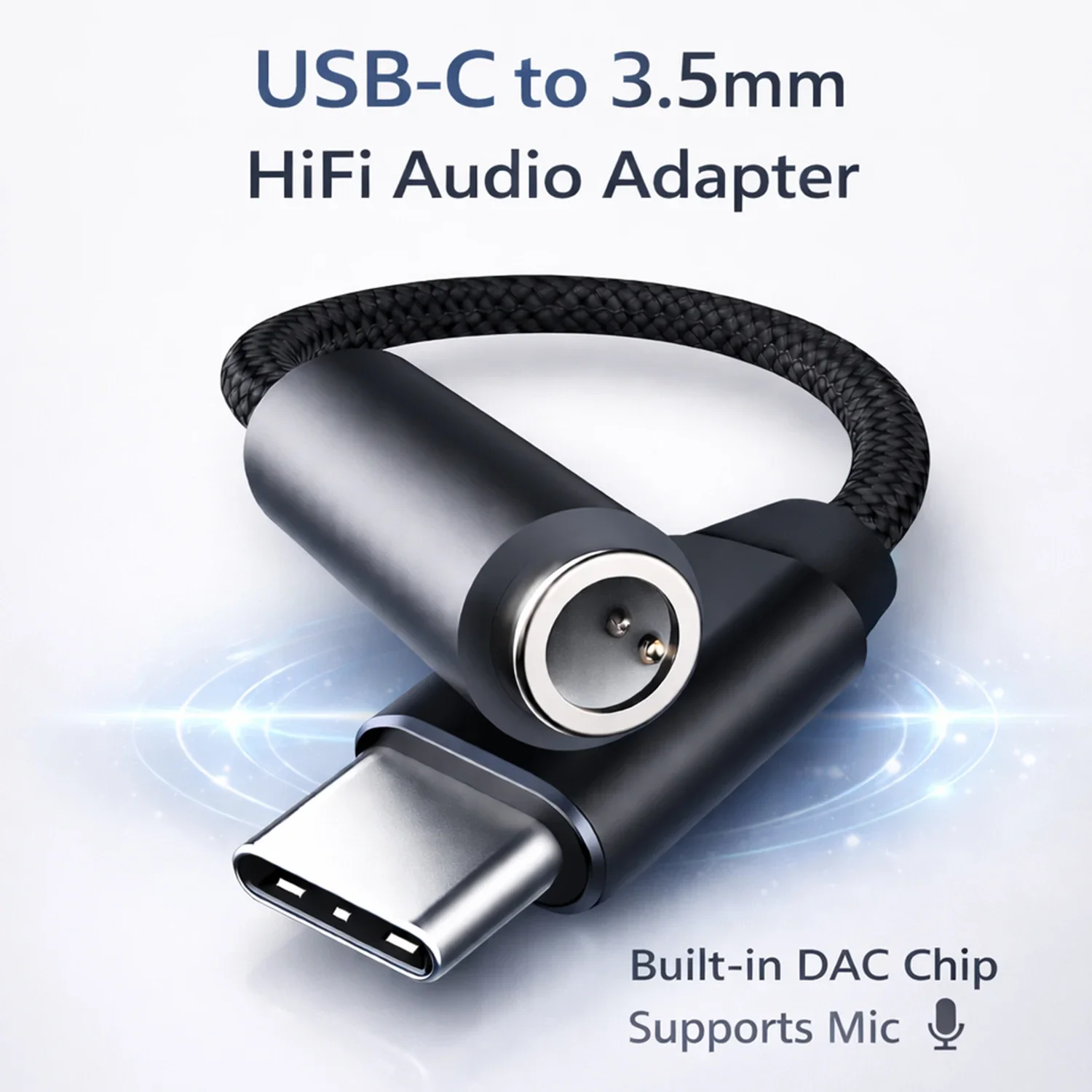 USB C to 3.5mm Audio Adapter DAC HiFi Headphone Jack Cable, Type C to Aux Earphone Converter for Samsung Galaxy S24 S23 iPad Pix