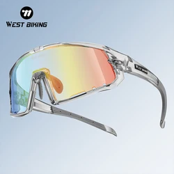 WEST BIKING Colorful Photochromic Cycling Sunglasses UV Protection Road Bike Glasses Air Guide Design Goggles Couples Sport Gear