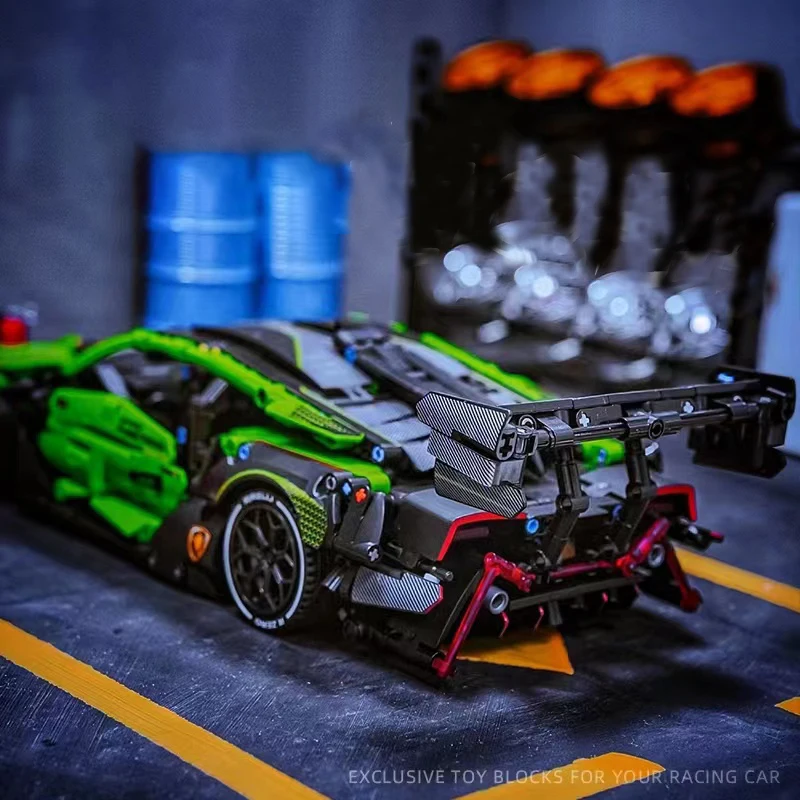Novo técnico verde esportes carro blocos de construção tijolos compatível moc veículo modelo carro diy crianças monta para o presente do miúdo