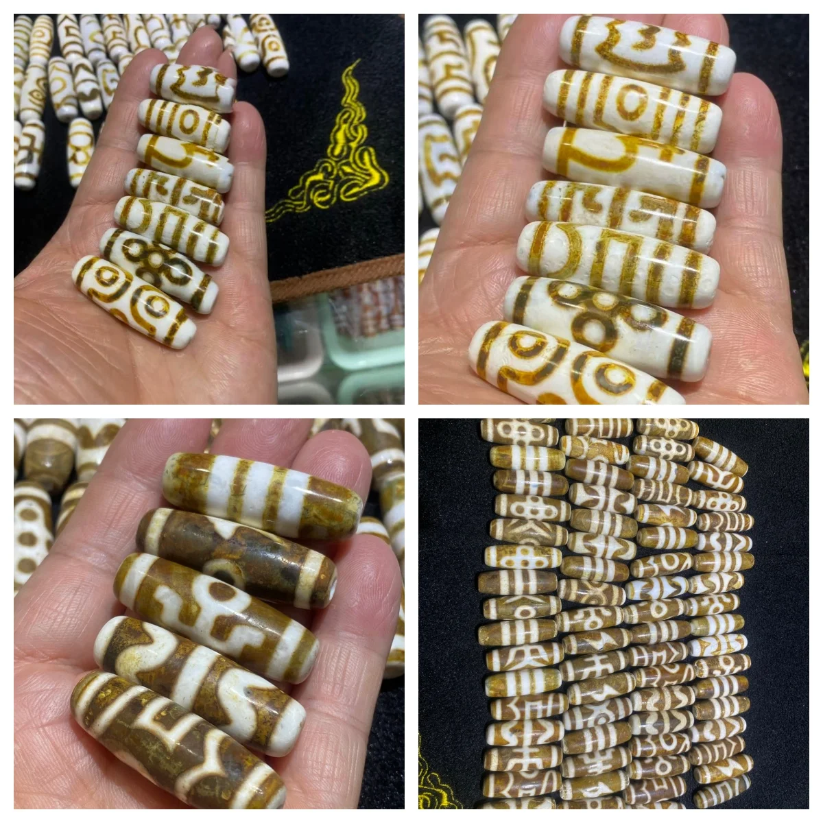 1pcs/lot Guangdong Craft Yellow White Natural Agate Dzi Beads 38-40mm Complete Patterns Loose Beads for Stringing diy Bracelets