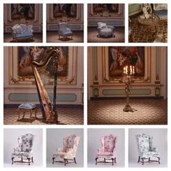 DollHouse 1:12 Palace Sofa Coffee Table Cabinet Model 1:6 Baroque Harp Antique Armchair Miniature Furniture Accessories Bjd Doll