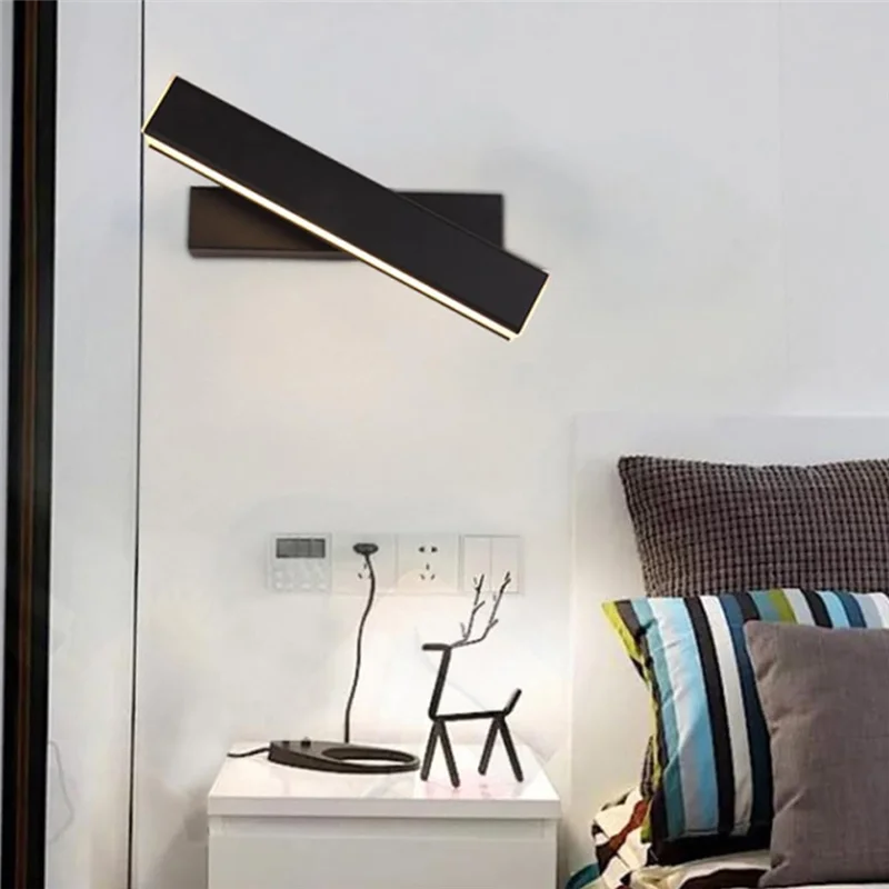 

ABBO-Bedroom Study Corridor Wall Lamp Nordic Simple LED Wall Lamp Modern Bedroom Bed Rotatable Wall Lamp Living Room