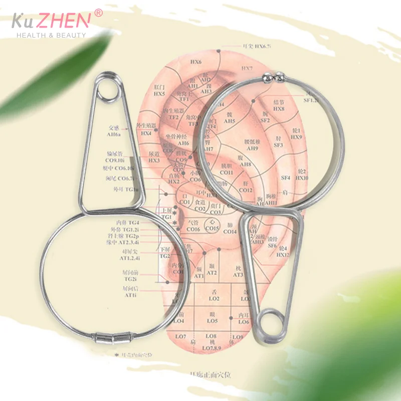 

1*Magnetic Ear Acupuncture Point Clamp Stainless Steel Massage Clip Portable Ear Massager Clip With Ear Acupuncture Points Chart