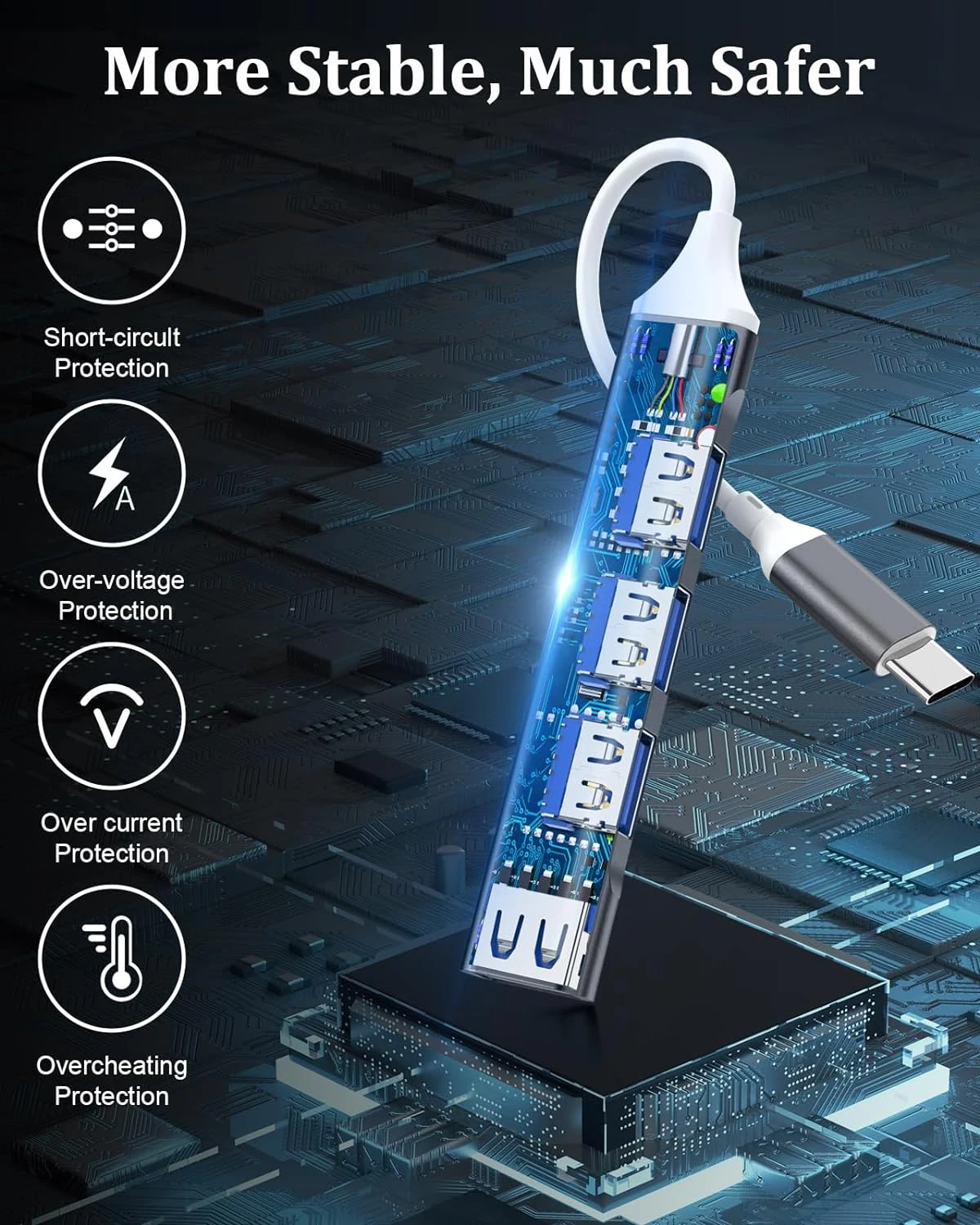 USB3.0 HUB Type C to 4 Ports USB HUB 5Gbps USB3.0 Adapter For Macbook Pro Air M1 PC Laptop Accessories USB C HUB Splitter