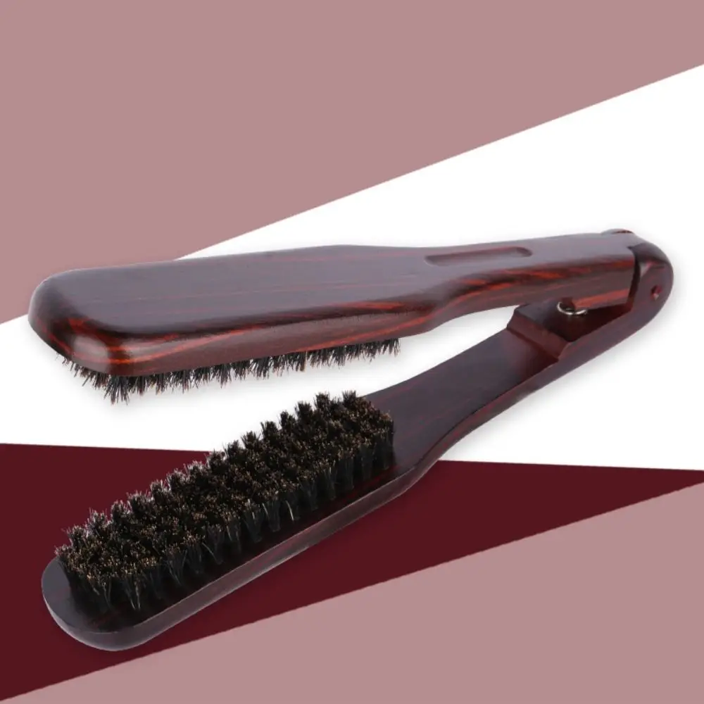 Wear-resistant Wooden Hair Styling Tools Anti-static V-shaped Bristle Comb Durable Double Brush Straightening Comb Girl