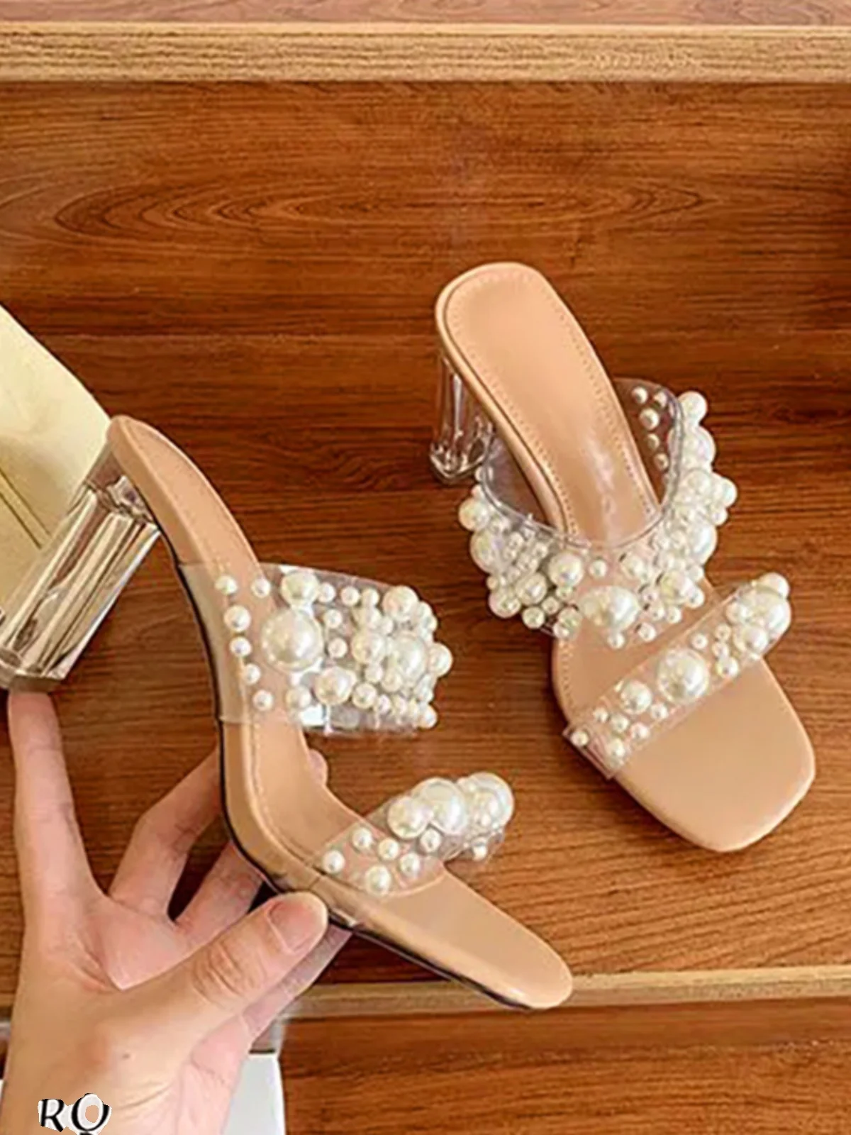 

Женские босоножки с прозрачным жемчугом и кристаллами на каблуке Fairy Sle Slip-On oes на высоком каблуке Thi Heel Summer oes, размер 3, 32, 33,