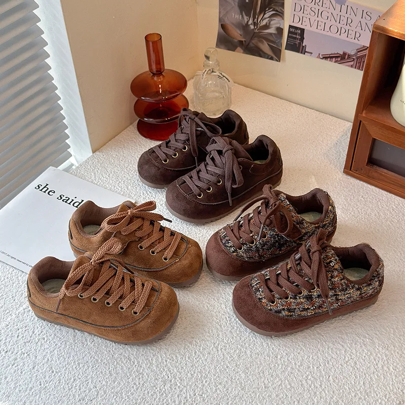 Kids'Casual Shoes Breathable PU Leather Fashion Autumn Flat Shoes For Children Soft Bottom Anti-slip Brown Khaki Size 23-36