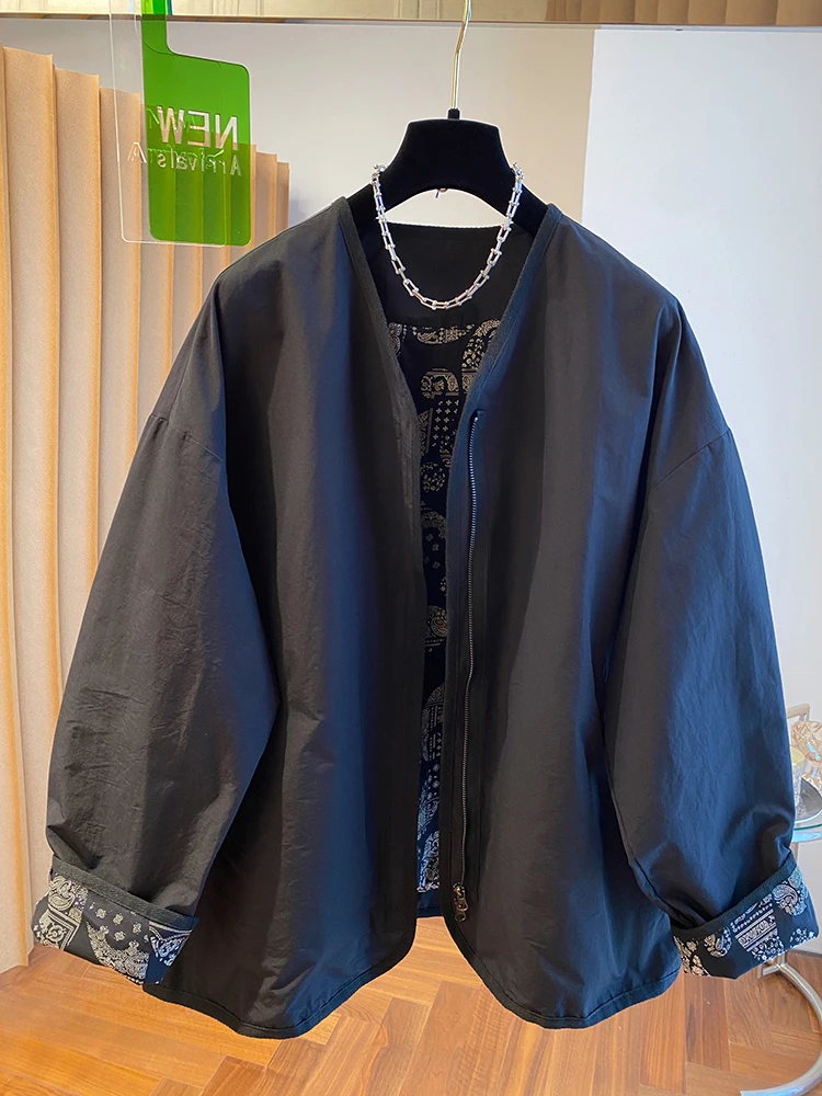 Fashionable Casual Black Coat Women's Autumn Large Size Waist Flower  Long Sleeve Open Cardigan Top Commute Style Loose...