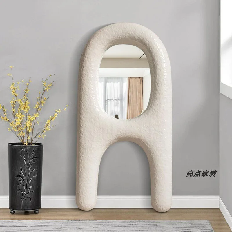 

Cream wind floor mirror American high-end full-length mirror special-shaped wall mirror irregular