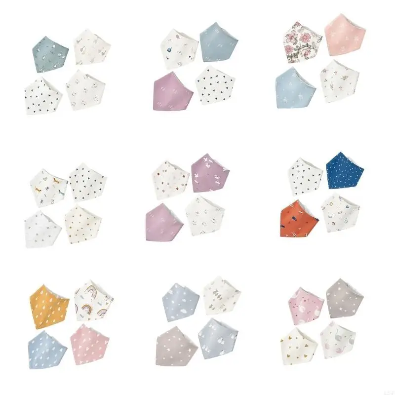 

4Pcs/lot Baby Bibs Cotton Baby Drooling Bib Triangle Scarf Waterproof Teething Bib Burp Cloth Breathable Saliva Towel 425F