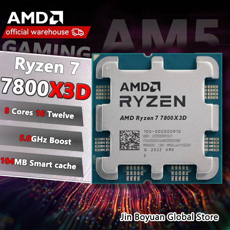 Новый AMD Ryzen 7 7800X3D, AMD R7 7800X3D Новый 8C/16T 125 Вт 7NM 5NM L3=96M 100- 100000910   Розетка АМ5 но без кулера