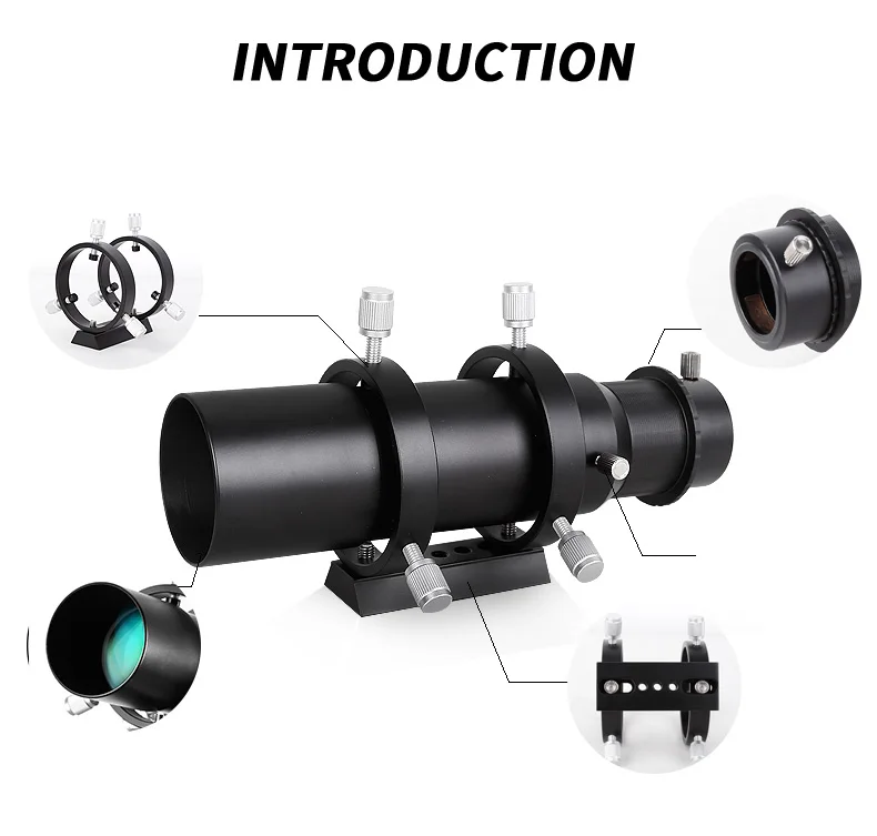 Angeleyes 1.25 inches 50mm/60mm Guide Scope Fully Coated Guidescope Finder Eyepiece with Bracket 1.25