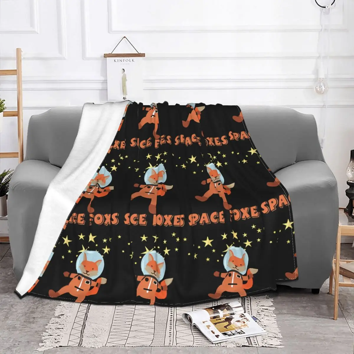 Alien ET Space Blanket Flannel Decoration Space Fox Animal Cute Astronaut Portable Home Bedspread