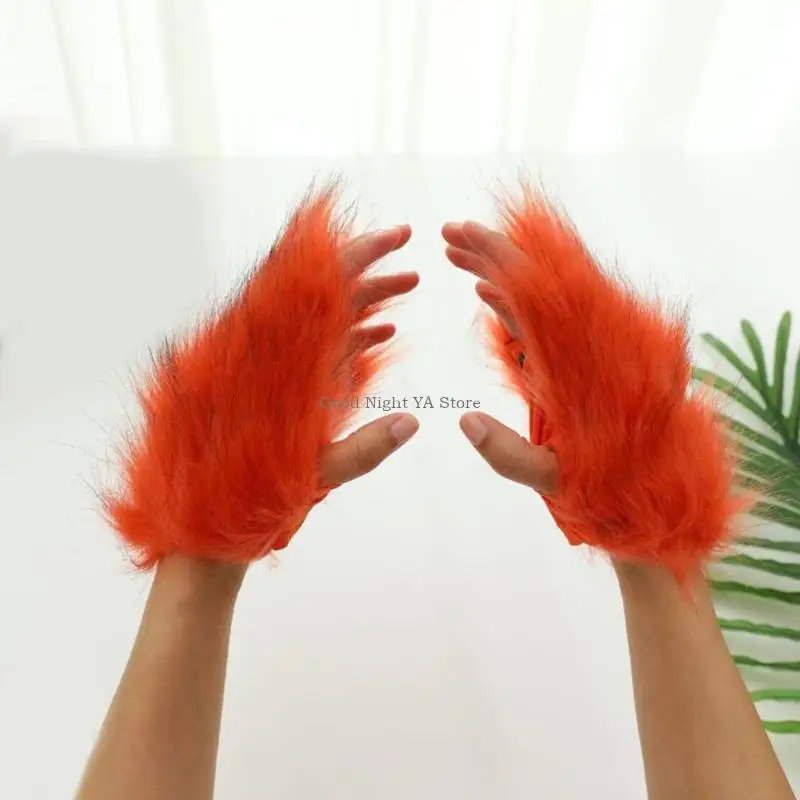 peles-gatos-garra-luvas-therians-patas-fursuit-peludo-patas-halloween-cosplay-traje