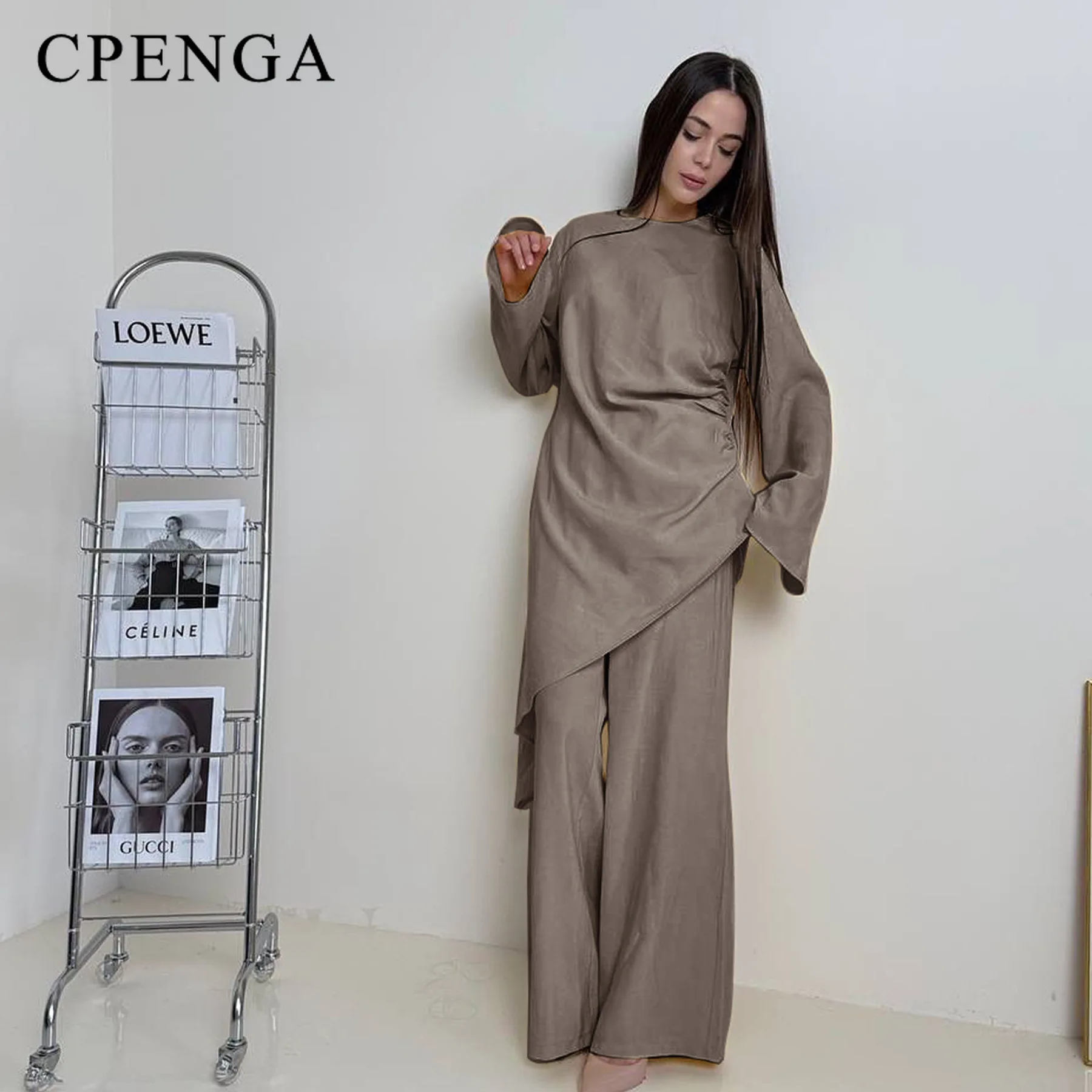 أطقم ملابس إسلامية مكونة من قطعتين للنساء 2025 فستان الكنيسة في المملكة العربية السعودية دبي ملابس متواضعة تركيا بلوزات وسراويل عادية #4