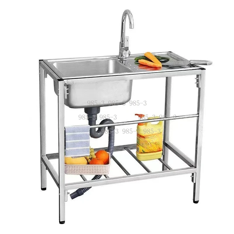Integrated Single Sink with Bracket, Thickened Stainless Steel Washing Basin Dishpan
