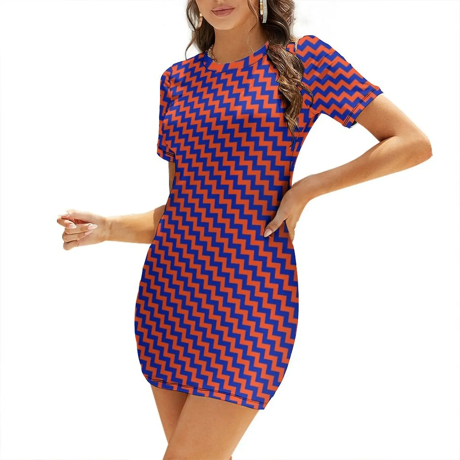 

Florida Saturday Chevron Dress Short-Sleeved Dress elegant dress Summer dresses for women women