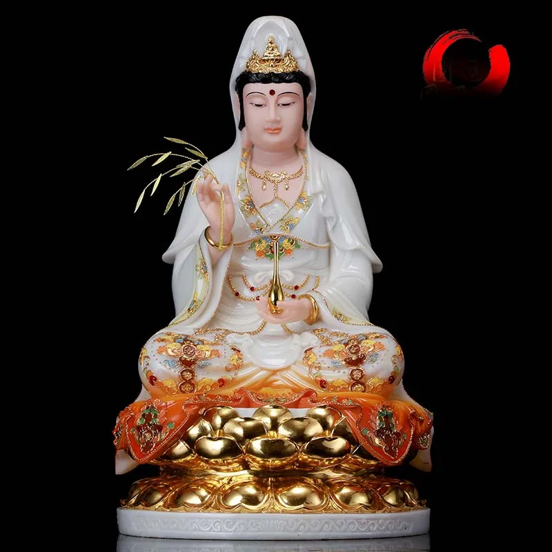 Asia TOP high-grade Handmade gilding Buddha statue home family bless efficacious Worship Guan yin PU SA FENG SHUI Talisman