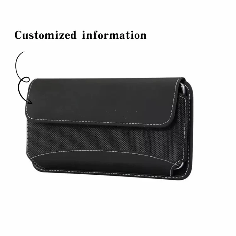 Customized name/Company Logo Ultra-thin and minimalist Holster Compatible Nylon Cell Phone Belt Holder Case with Clip Card Pouch