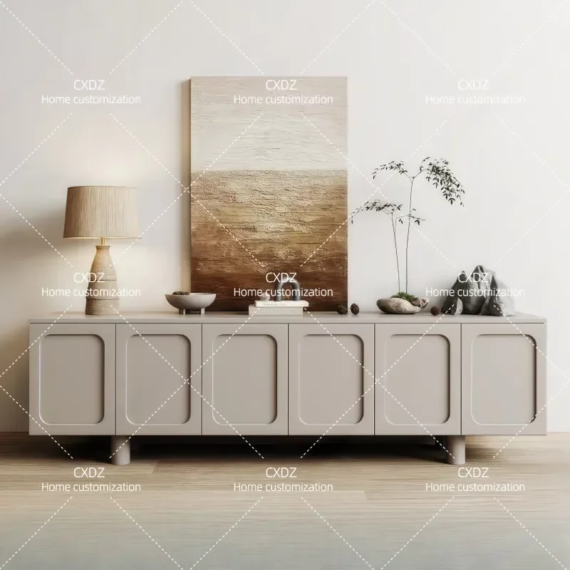 Painted Solid Wood Side Cabinet Modern Simple Entryway Porch Storage Living Room TV Stand Audio Visual Console Locker
