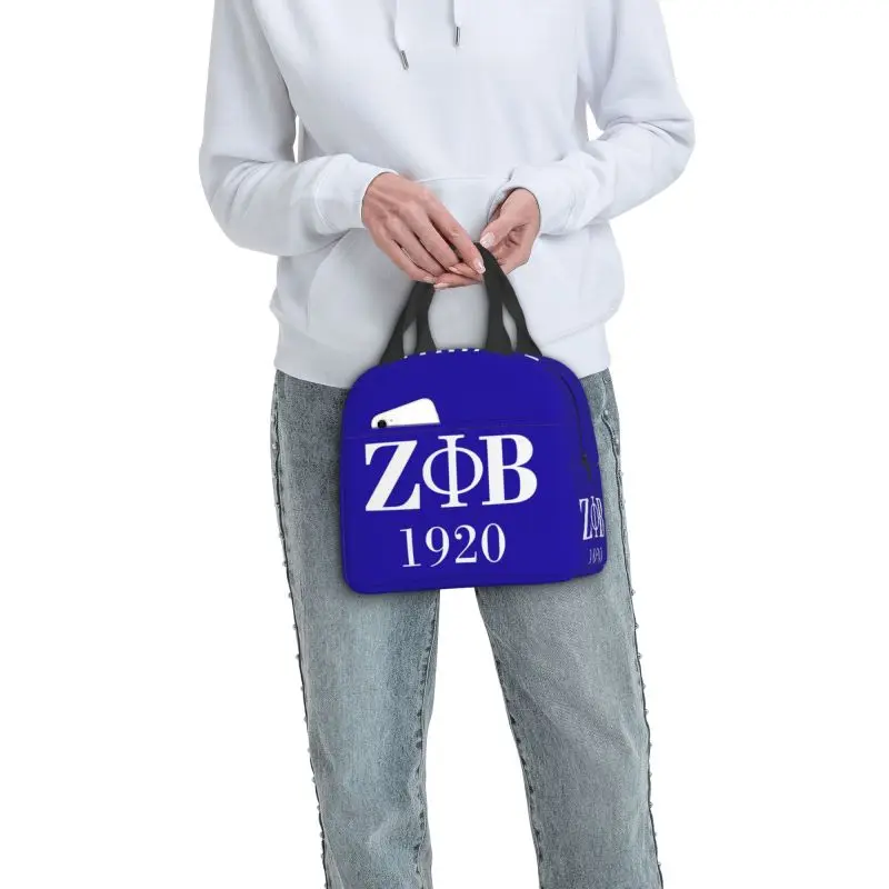 حقيبة غداء مخصصة بشعار Zeta Phi Beta Sorority للنساء صندوق غداء معزول ومبرد دافئ لمدرسة الأطفال