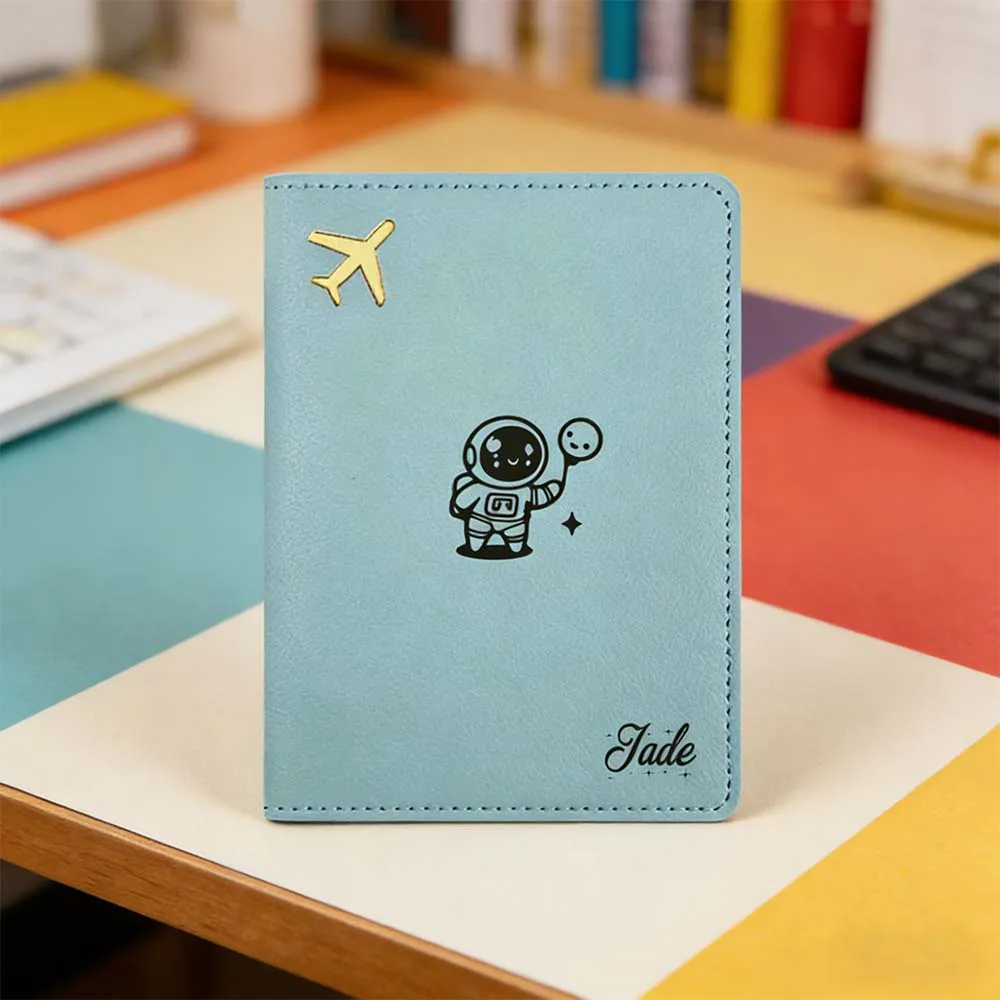 

1pc Personalized Name Passport Cover Holiday Gift Leather Passport Cover with Airplane Custom Design