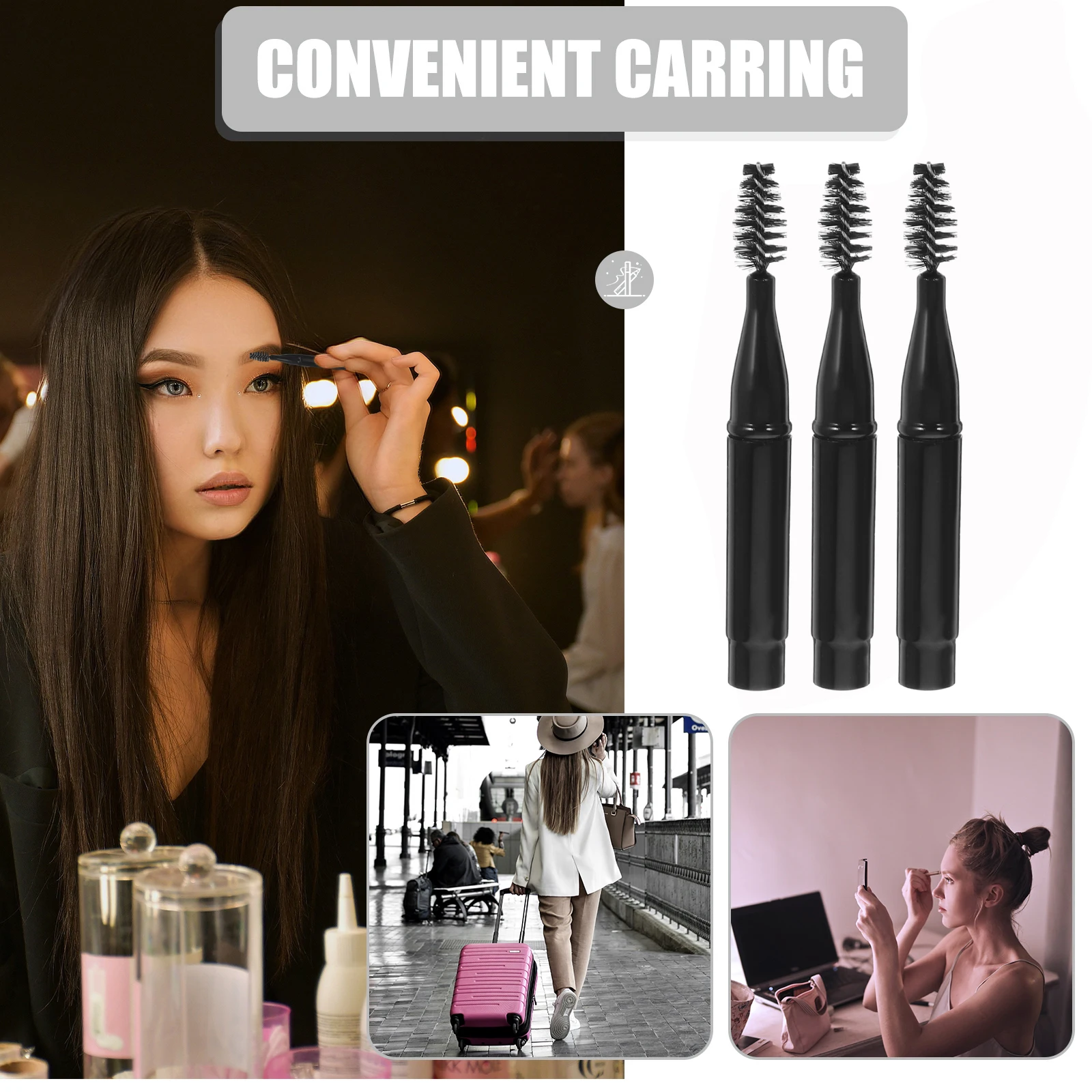 3Pcs Augenbraue Pinsel Mascara Zauberstab Wimpern Kamm Mini Kurzen Griff Tragbare Multi Funktion Wimpern Applikator Wimpern Pinsel Zauberstäbe