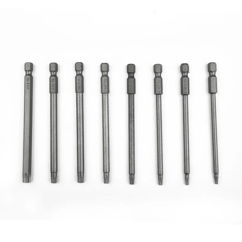 1Pcs Torx Screwdriver Bit 1/4\'\' Shank Hex Wind Drill Head 100mm Screw Wrench Magnetic Star T8 T15 T20 T25 T27 T30 T40