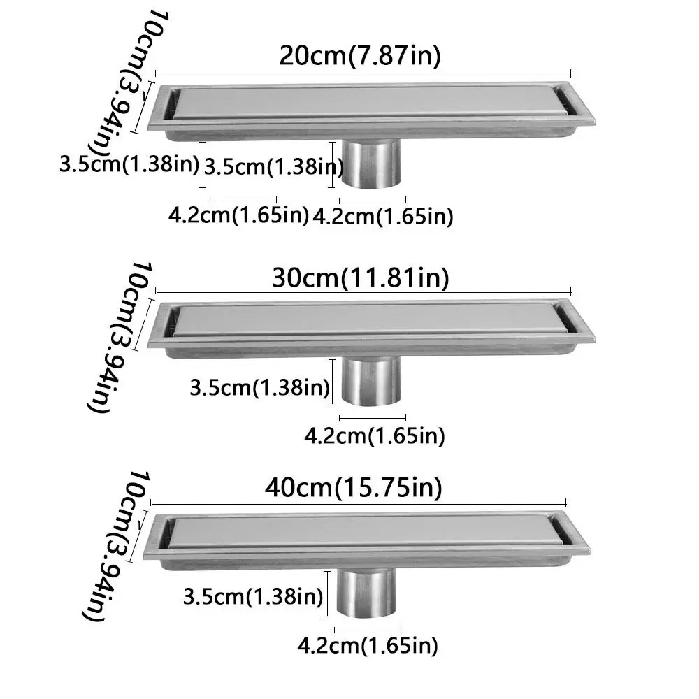 304 Stainless Steel Invisible Floor Drain Removable Cover Quick Drainage Linear Floor Drain Concealed Long Strip