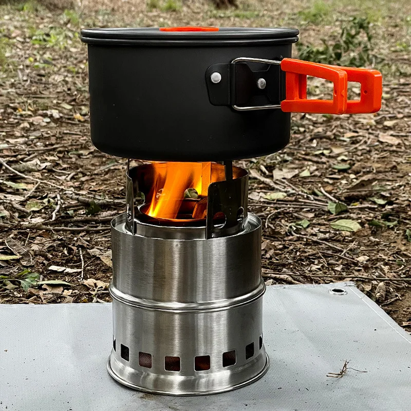 Portable Folding Windproof Wood Stove Compact Stainless Steel Wood Burner Outdoor Camping Supplies BBQ Tourist Burner