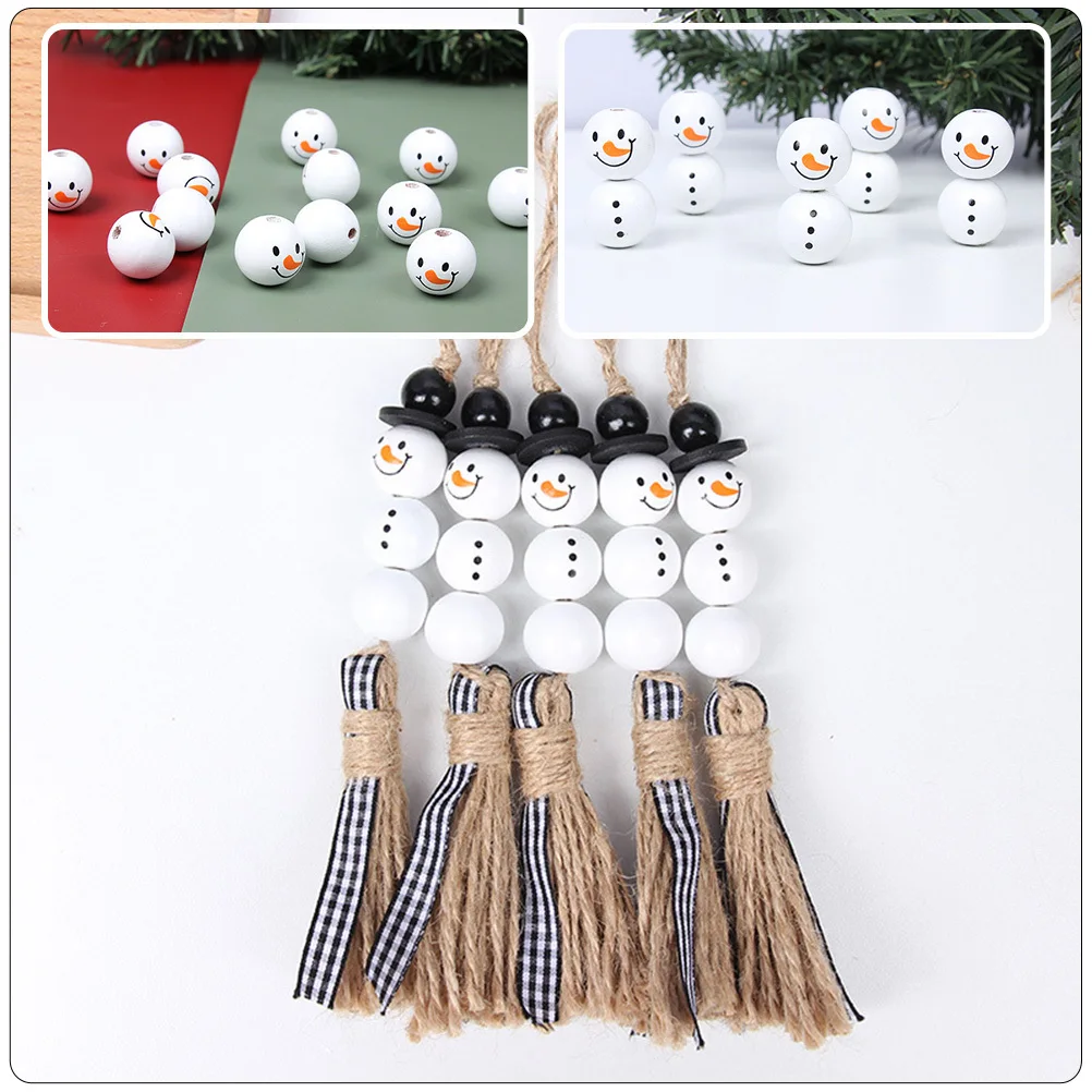 

1Set DIY Decoration Kit Christmas Snowman Wooden Beads Mixed Size for Xmas Tree Decor Craft Projects DIY Snowman Pendant