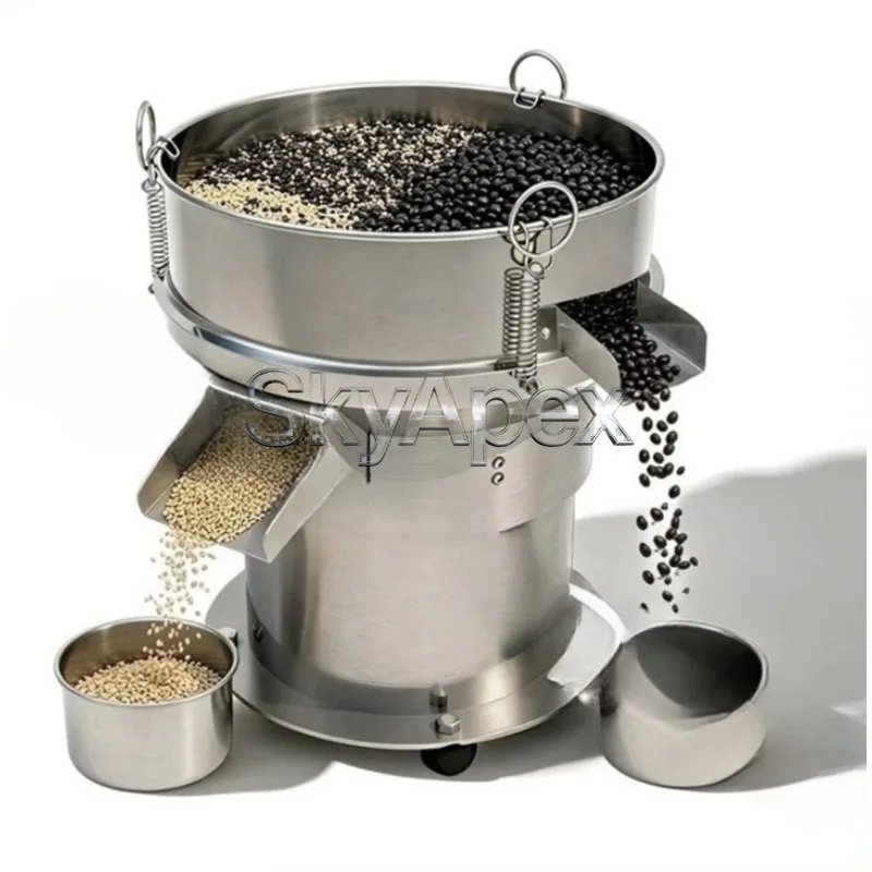 Double Outlet Small Electric Vibrating Screen Powder Sifter Filter Vibrating Screen Automatic Soymilk Small Electric Sieve