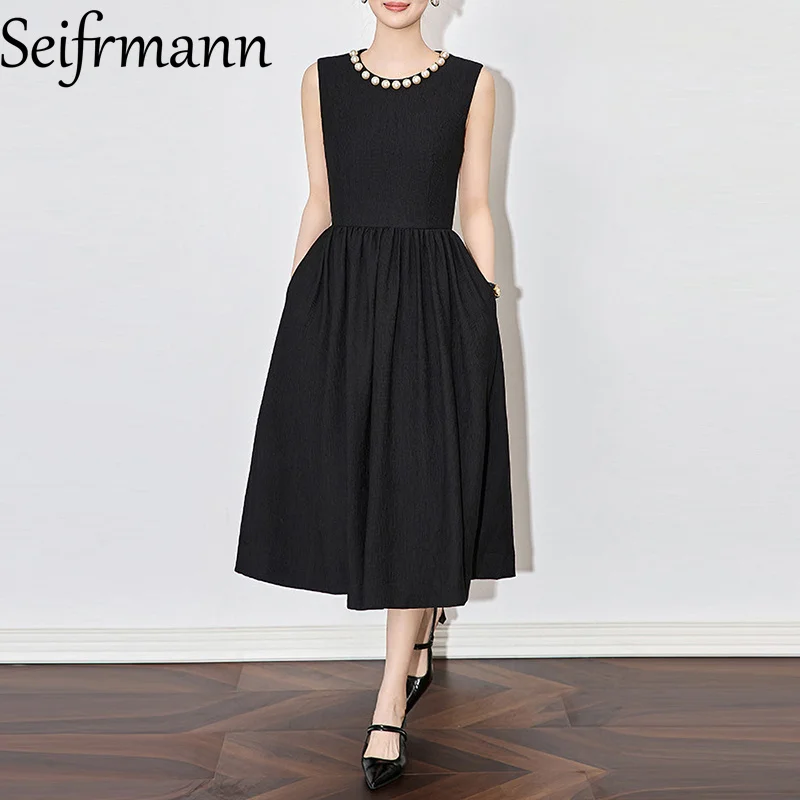 Seifrmann – robe mi-longue sans manches pour femmes, couleur unie, Slim, longue, élégante, vêtements de soirée en boîte de nuit, nouvelle collection printemps été 2025