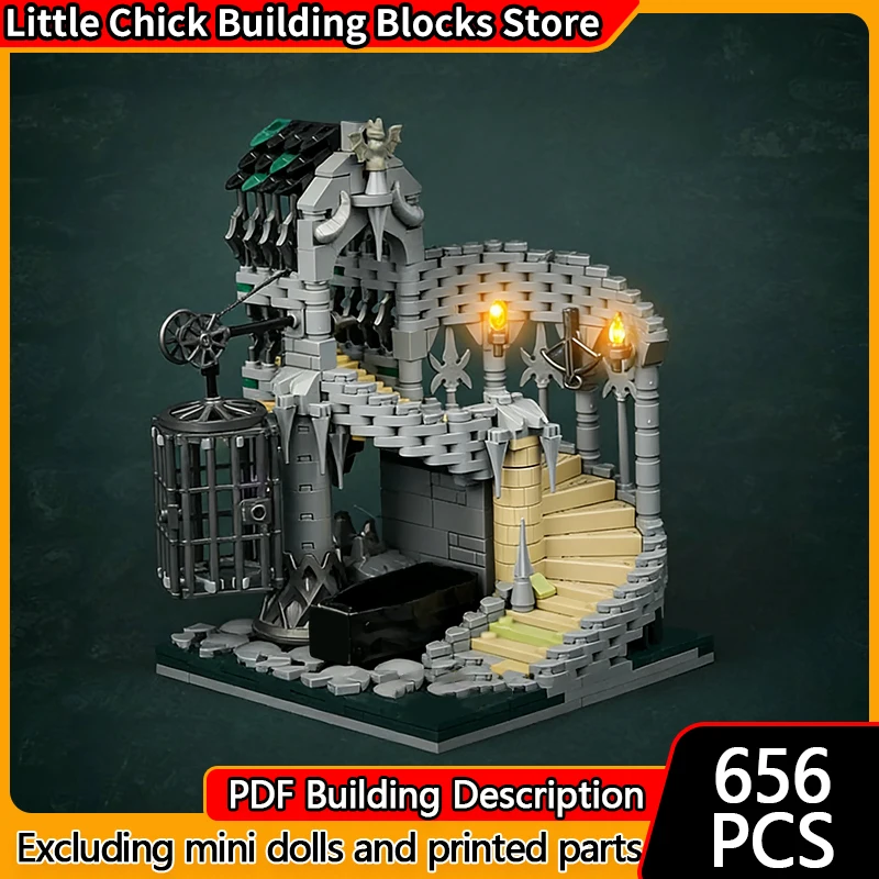 

City Street View Model MOC Building Bricks Vintage Dungeon Modular Technology Children Holiday Gifts Assemble Toys Suit