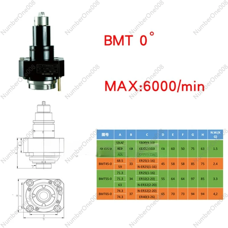 Turret Tool Turning Milling Power Head Z Axis 0 ° Tool Holder BMT40-0-ER20 BMT40-0-ER25 BMT45-0-ER25 BMT55-0-ER25 BMT55-0-ER32